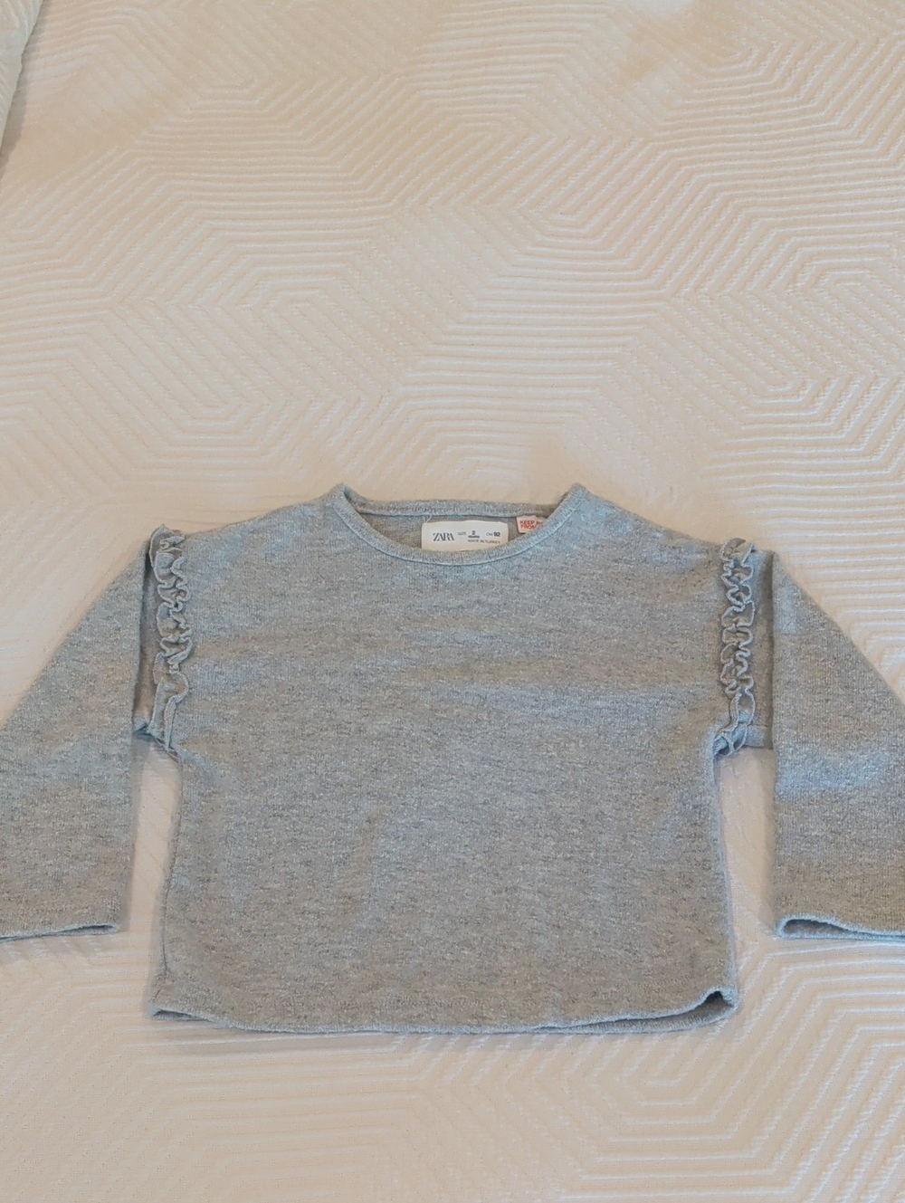 Zara Kids Heather Gray Ruffle Sleeve Sweater 2T